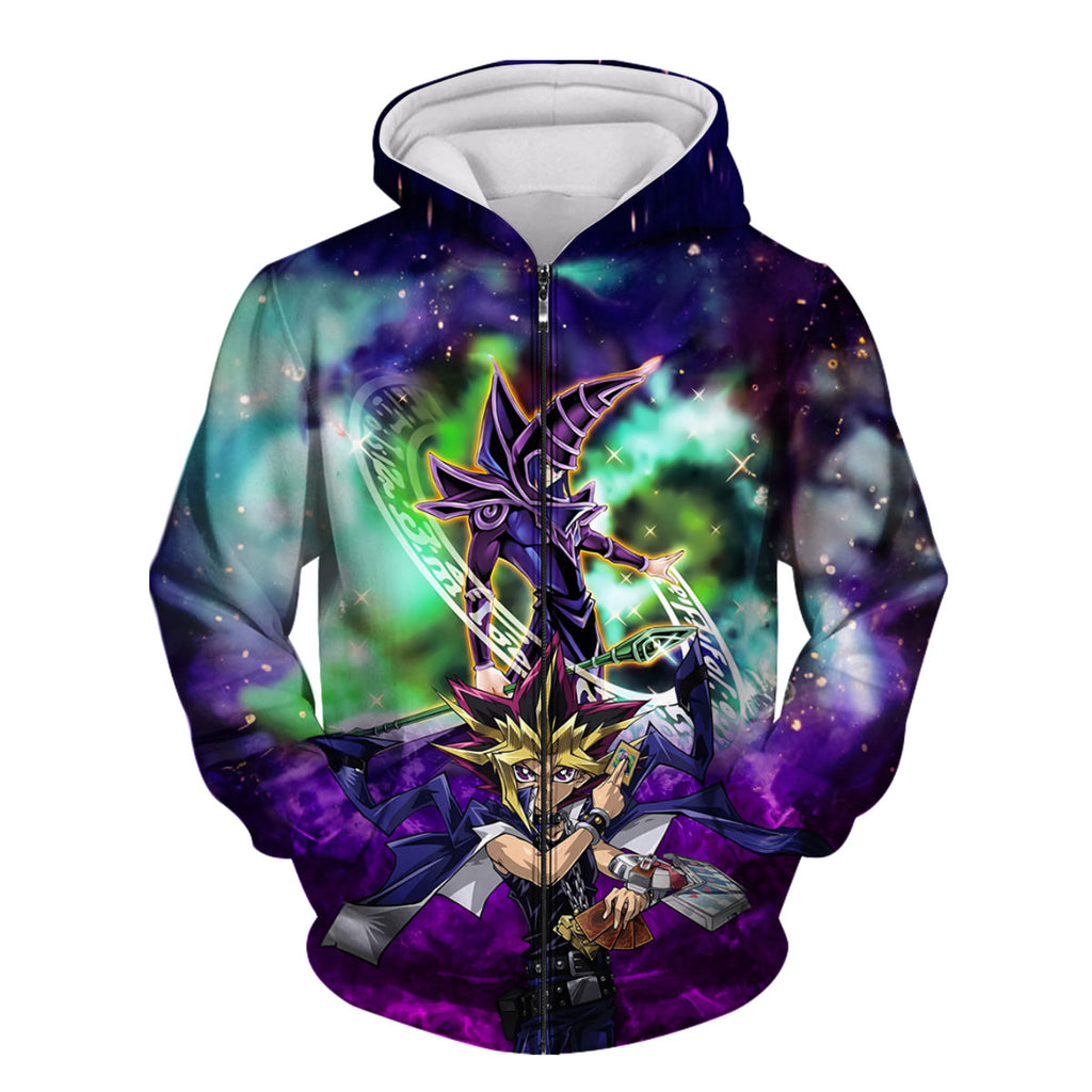 Yugioh Yugi And Dark Magician In Purple Cosmic Background Anime Apparel