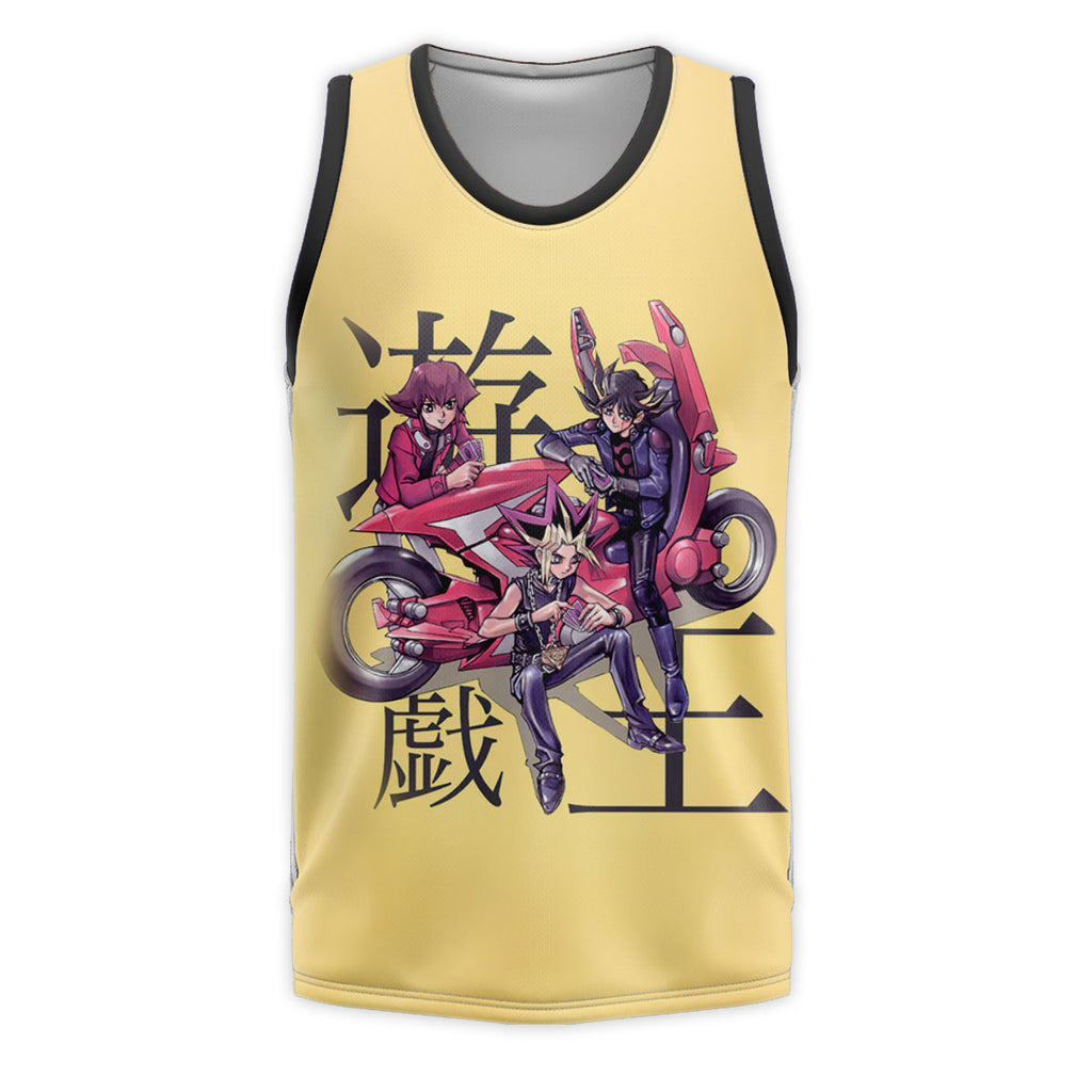 Yugioh Yugi And Friends Riding Yellow Bicycles On Road Anime Apparel
