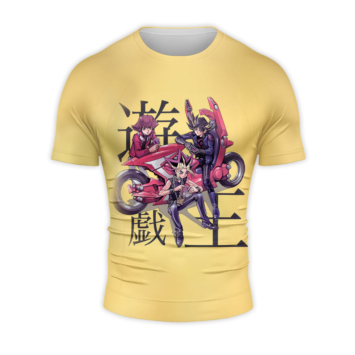 Yugioh Yugi And Friends Riding Yellow Bicycles On Road Anime Apparel
