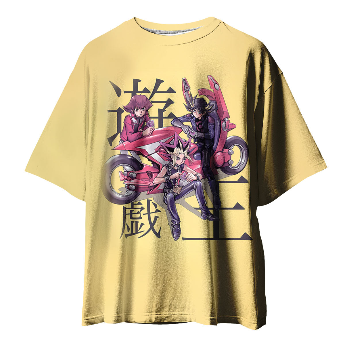 Yugioh Yugi And Friends Riding Yellow Bicycles On Road Anime Apparel