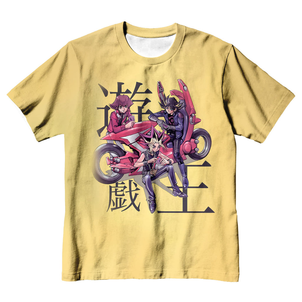 Yugioh Yugi And Friends Riding Yellow Bicycles On Road Anime Apparel