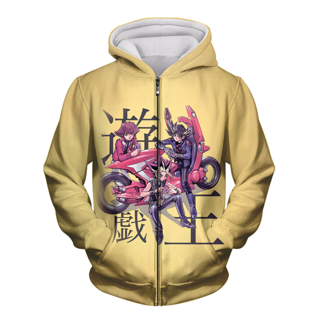 Yugioh Yugi And Friends Riding Yellow Bicycles On Road Anime Apparel