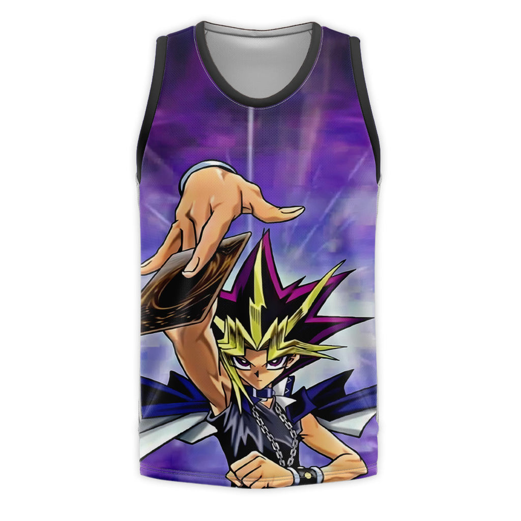 Yugioh Yugi Holding Purple Card Anime Apparel