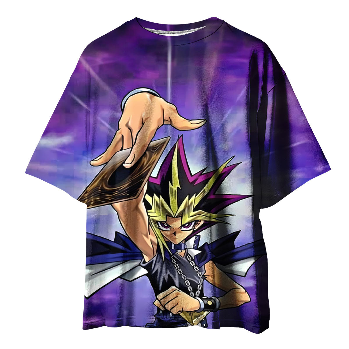 Yugioh Yugi Holding Purple Card Anime Apparel
