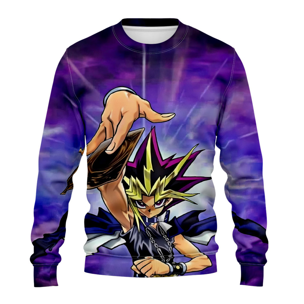 Yugioh Yugi Holding Purple Card Anime Apparel