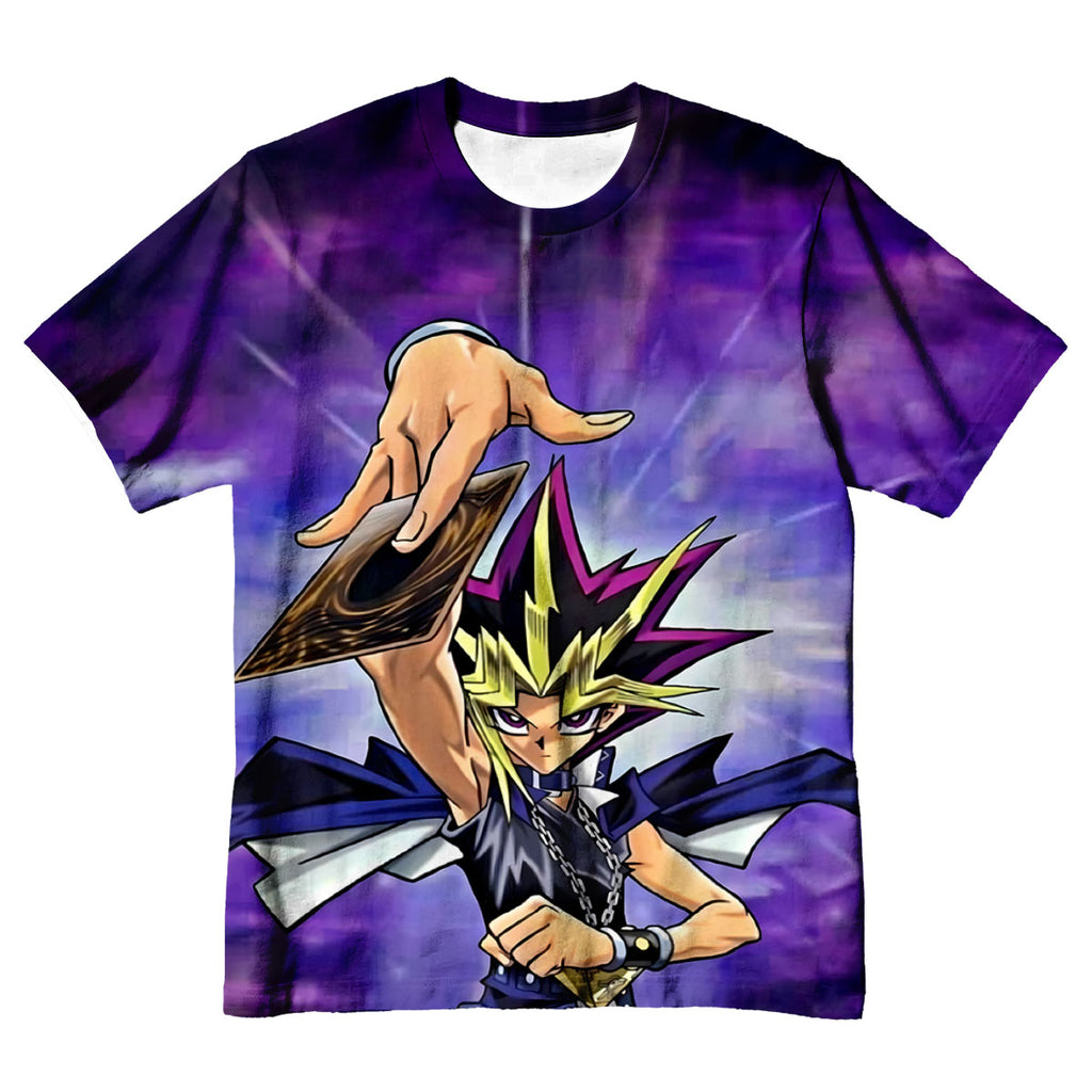 Yugioh Yugi Holding Purple Card Anime Apparel