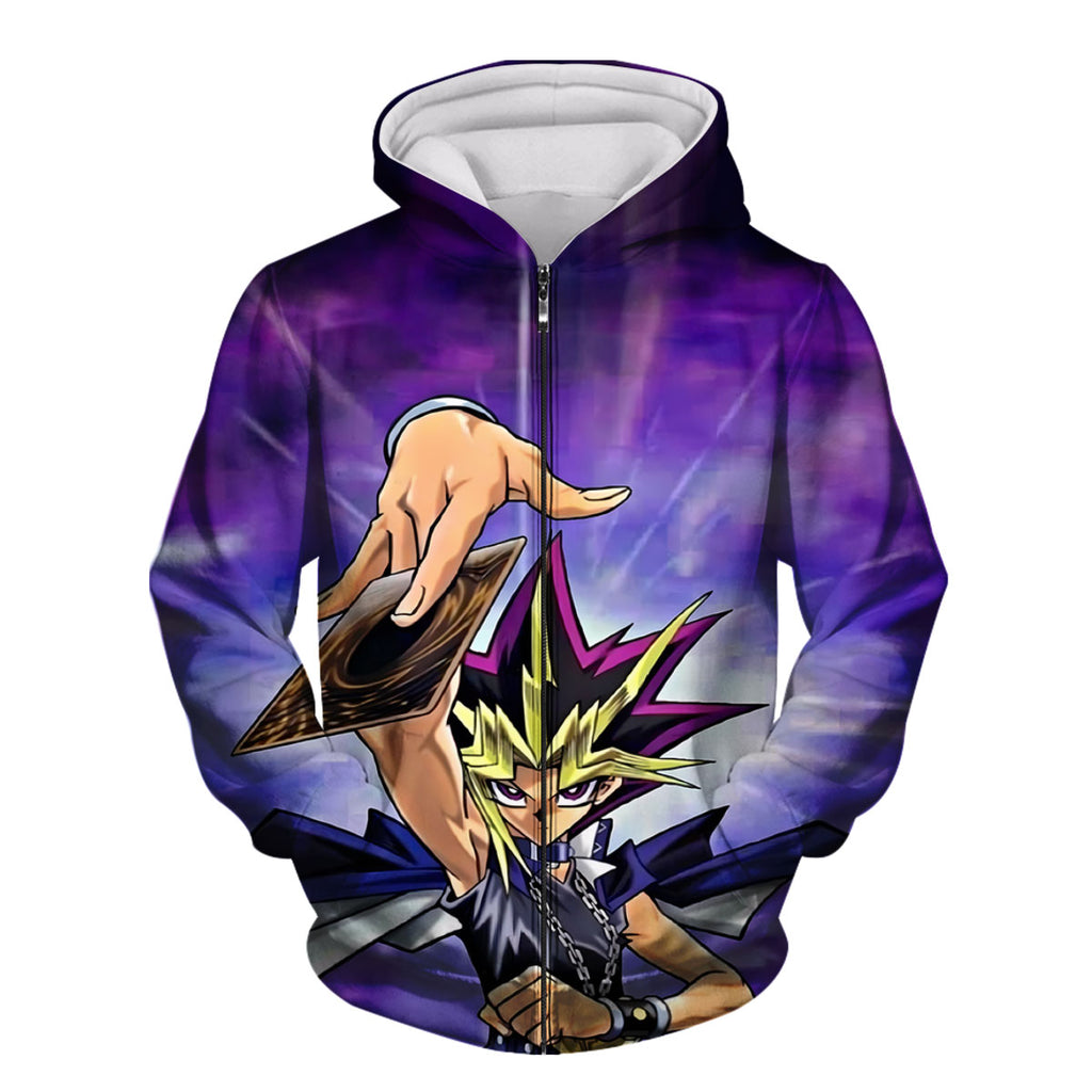 Yugioh Yugi Holding Purple Card Anime Apparel