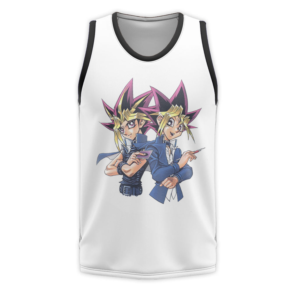 Yugioh Yugi Muto And Atem Back To Back Standing Blue Background Anime Apparel