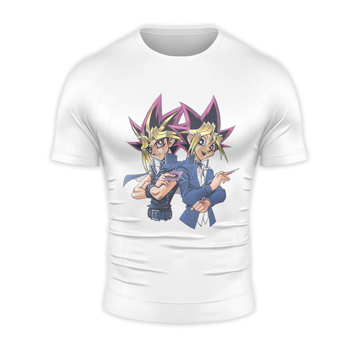 Yugioh Yugi Muto And Atem Back To Back Standing Blue Background Anime Apparel