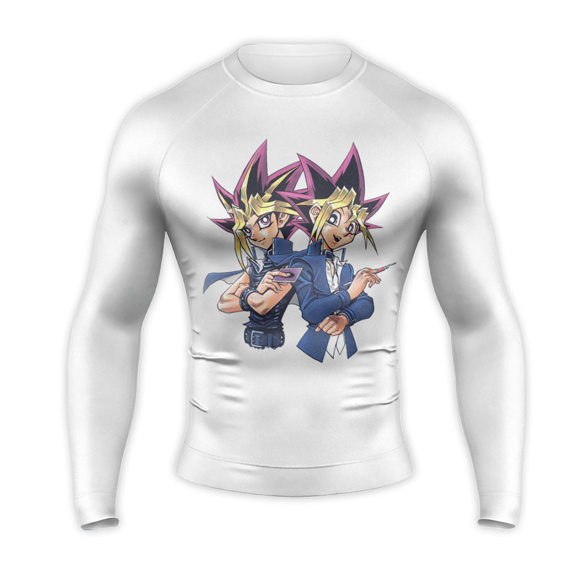 Yugioh Yugi Muto And Atem Back To Back Standing Blue Background Anime Apparel