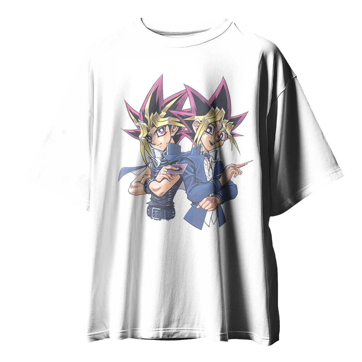 Yugioh Yugi Muto And Atem Back To Back Standing Blue Background Anime Apparel