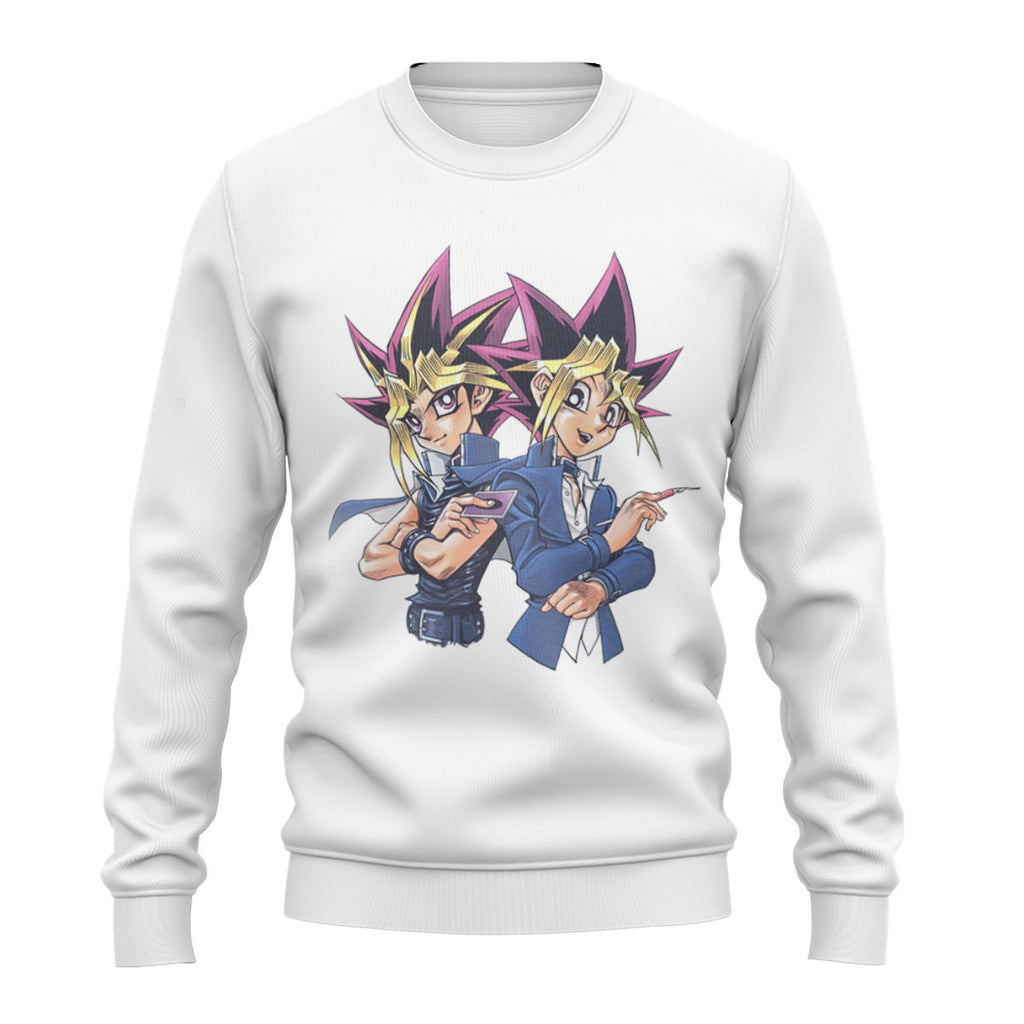 Yugioh Yugi Muto And Atem Back To Back Standing Blue Background Anime Apparel