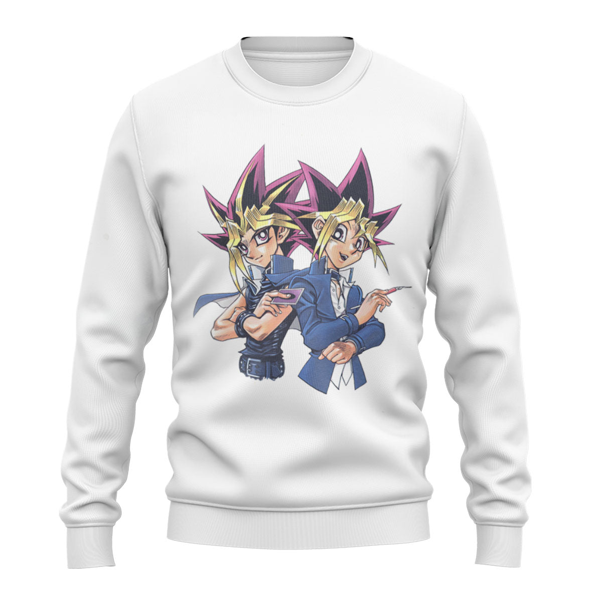 Yugioh Yugi Muto And Atem Back To Back Standing Blue Background Anime Apparel