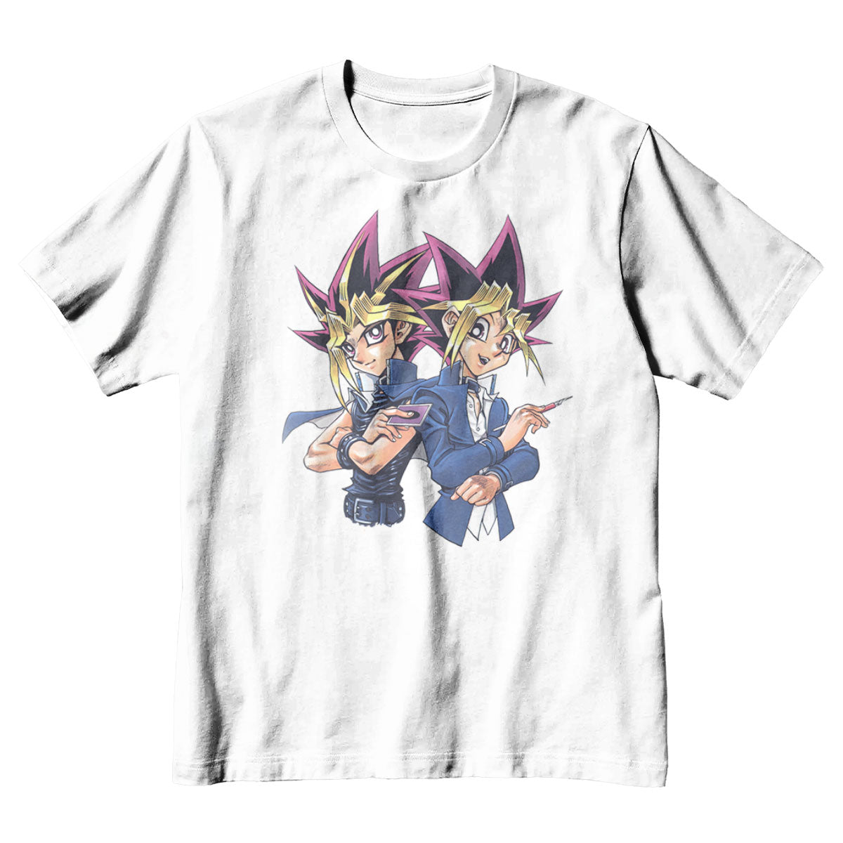 Yugioh Yugi Muto And Atem Back To Back Standing Blue Background Anime Apparel