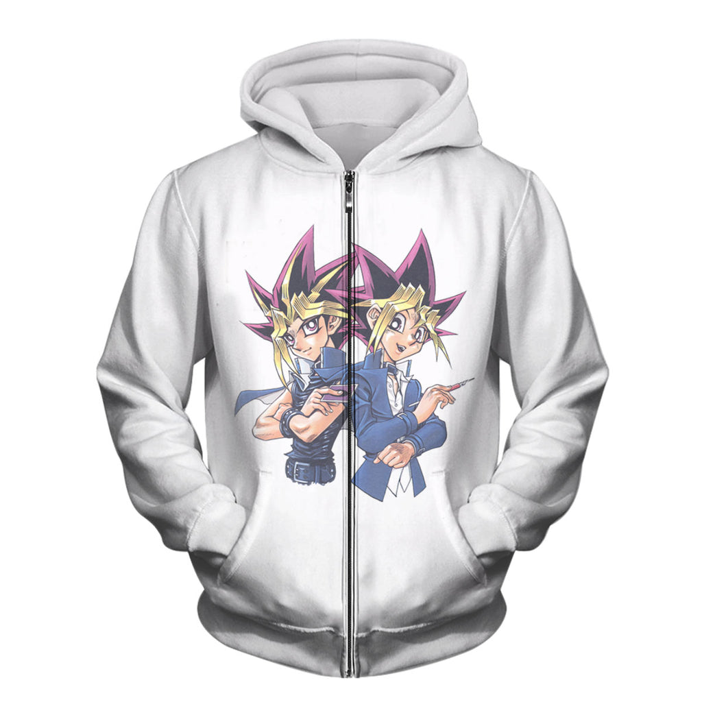 Yugioh Yugi Muto And Atem Back To Back Standing Blue Background Anime Apparel