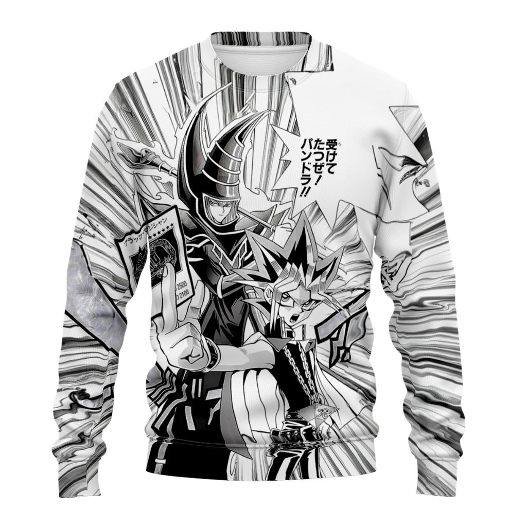Yugioh Yugi Muto And Black Magician Monochrome Character Design Anime Apparel