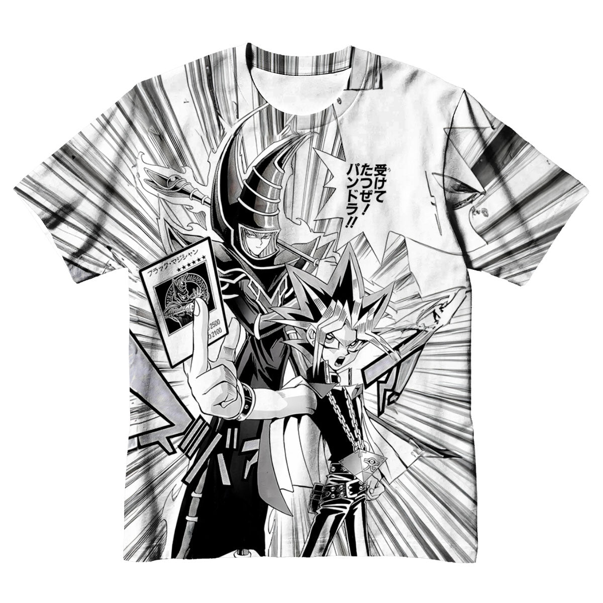 Yugioh Yugi Muto And Black Magician Monochrome Character Design Anime Apparel