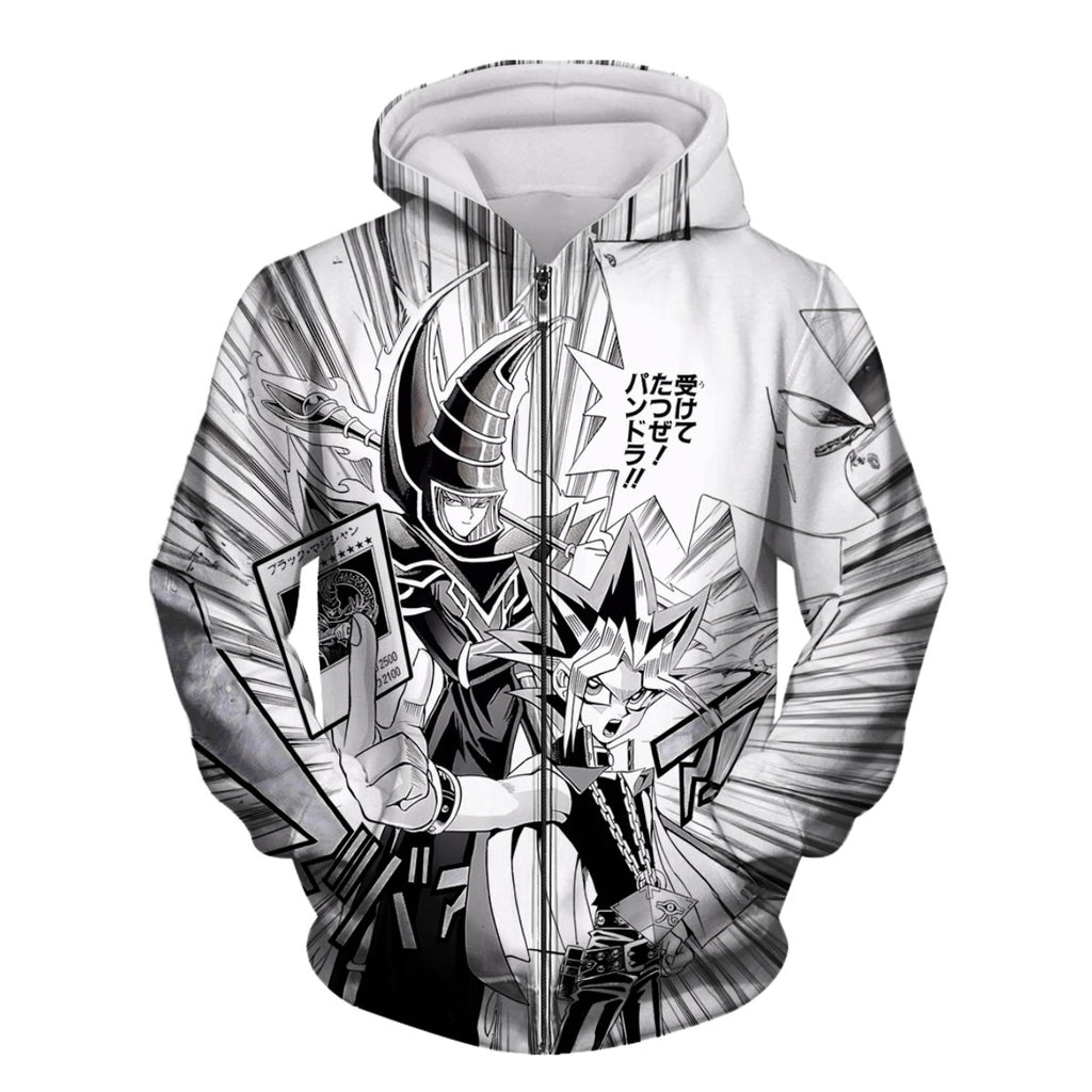 Yugioh Yugi Muto And Black Magician Monochrome Character Design Anime Apparel