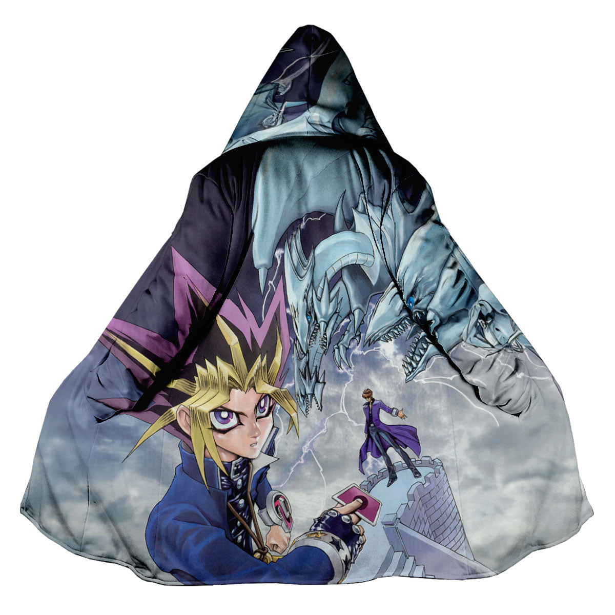 Yugioh Yugi Muto Facing Blueeyes White Dragon In Battle Anime Apparel