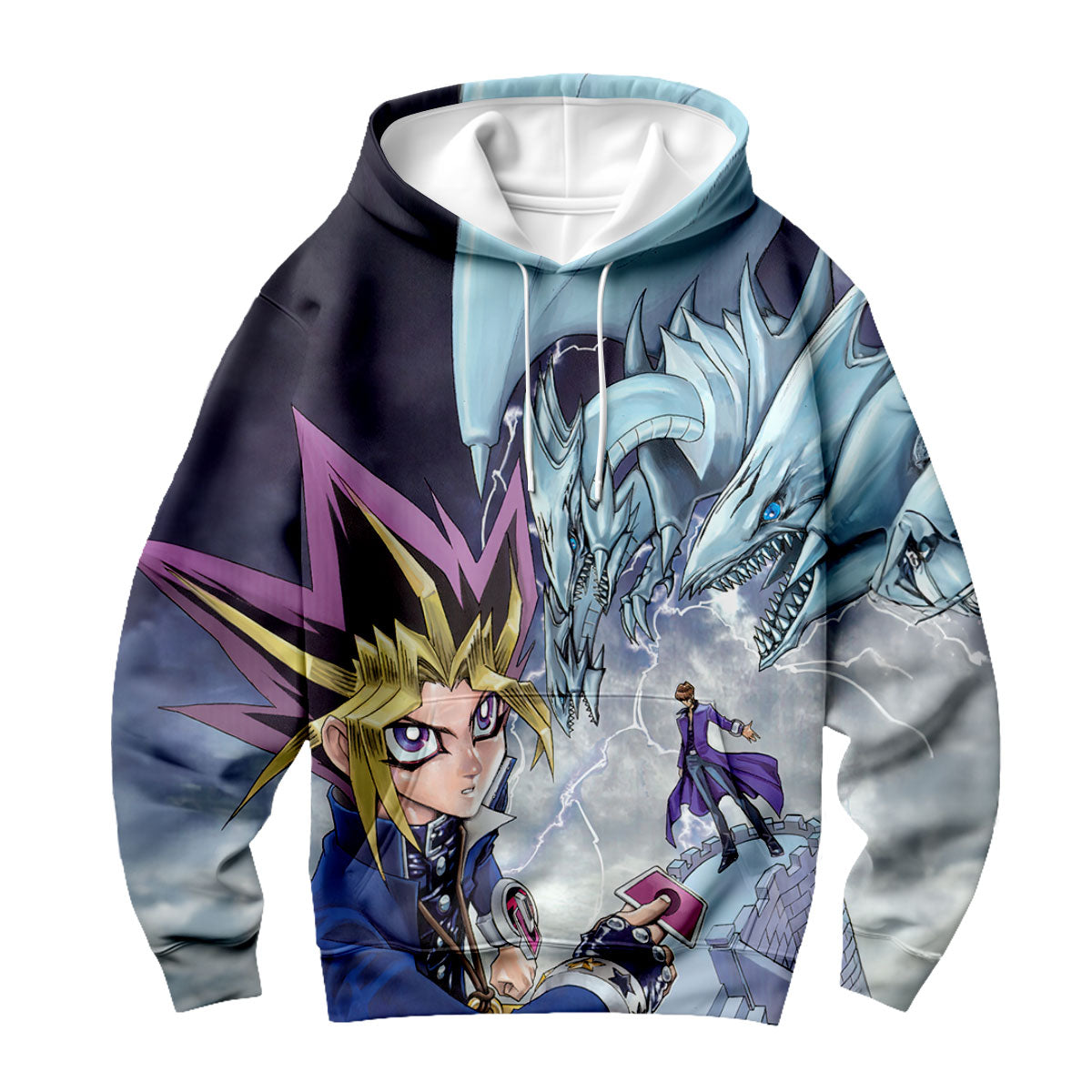Yugioh Yugi Muto Facing Blueeyes White Dragon In Battle Anime Apparel