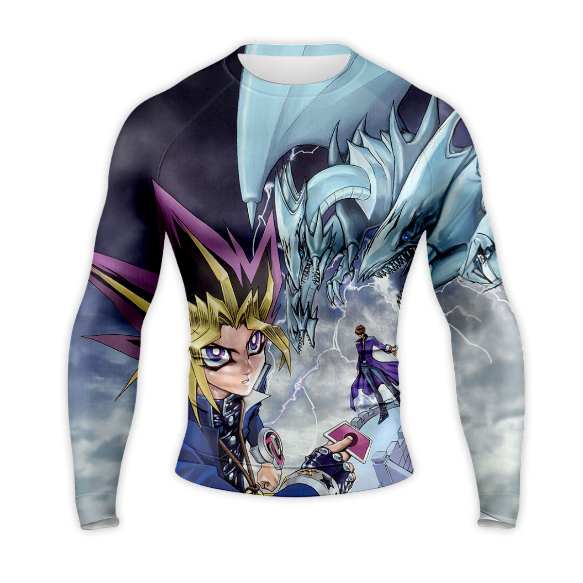 Yugioh Yugi Muto Facing Blueeyes White Dragon In Battle Anime Apparel