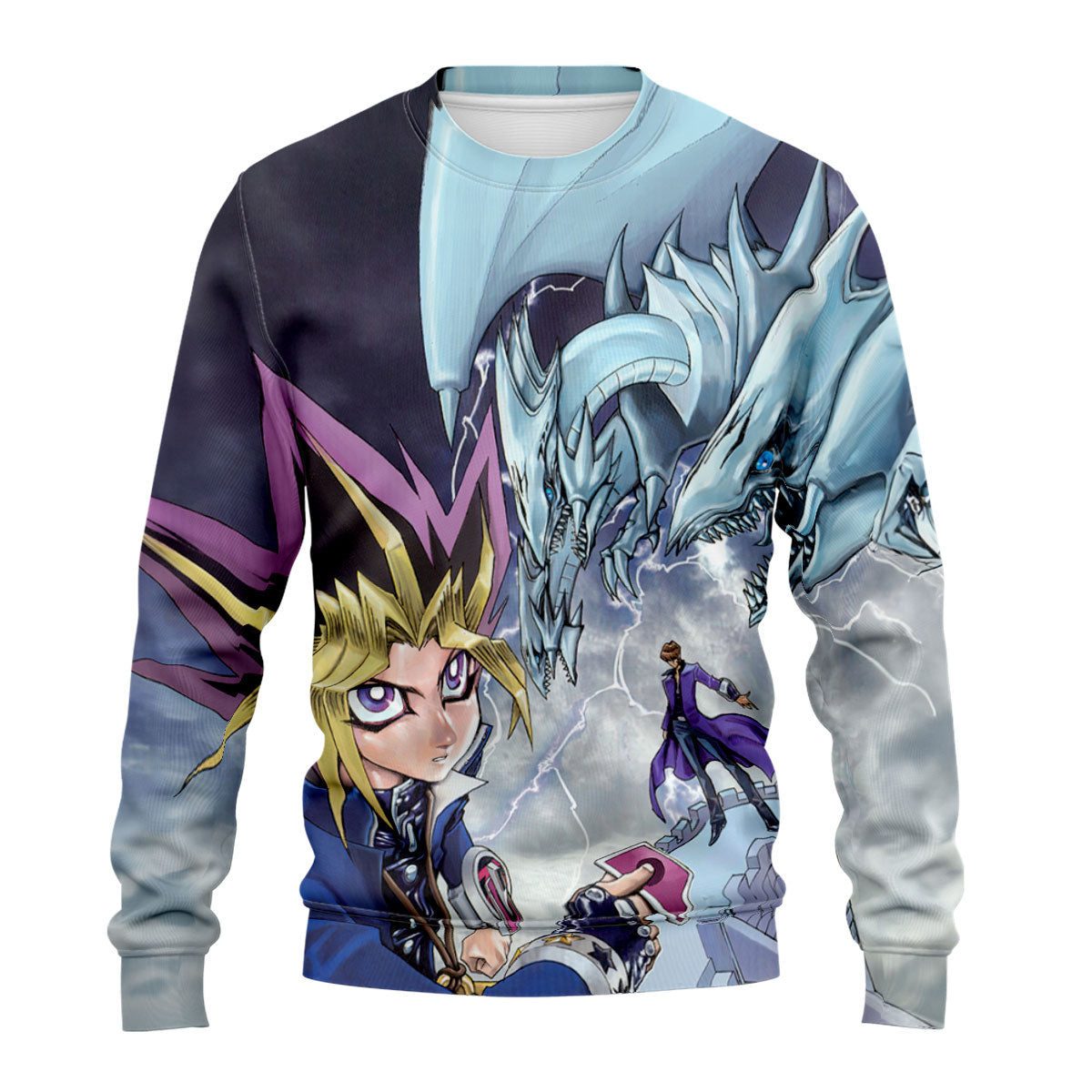 Yugioh Yugi Muto Facing Blueeyes White Dragon In Battle Anime Apparel