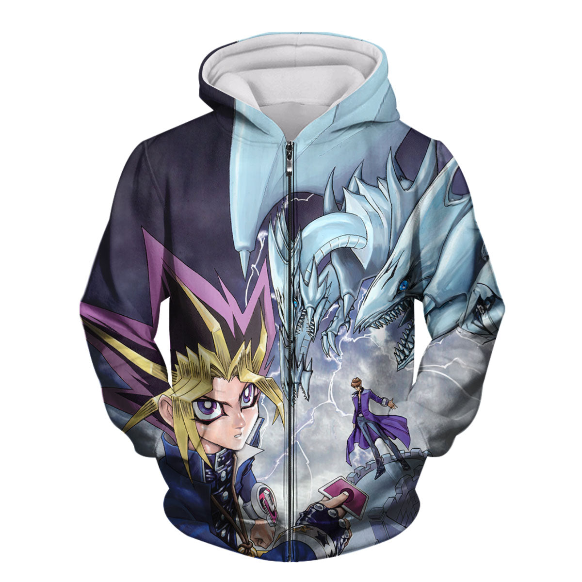 Yugioh Yugi Muto Facing Blueeyes White Dragon In Battle Anime Apparel