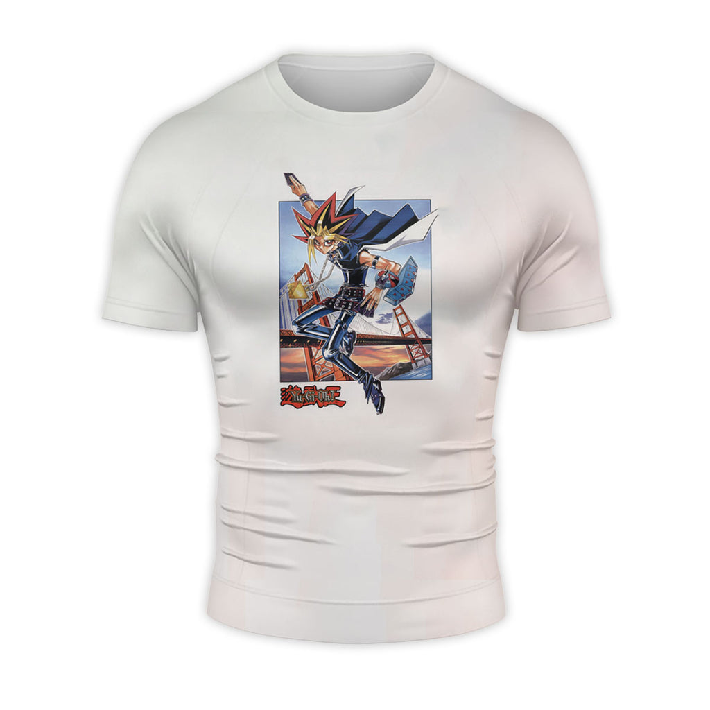 Yugioh Yugi Muto Holding Blue Card Classic Cover Pose Anime Apparel