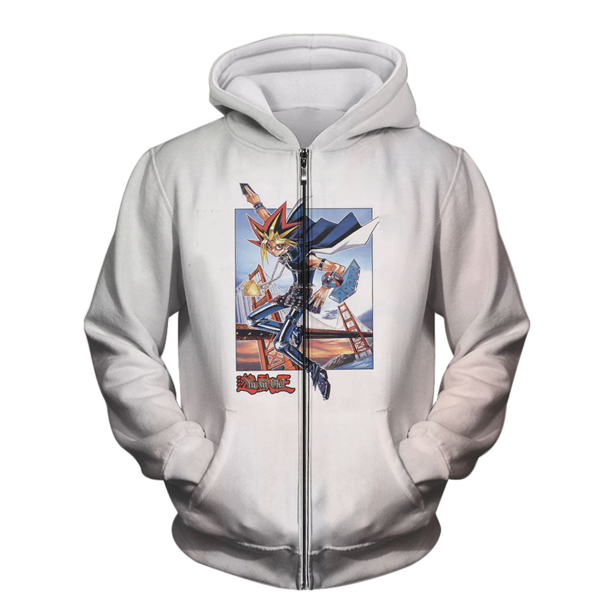 Yugioh Yugi Muto Holding Blue Card Classic Cover Pose Anime Apparel