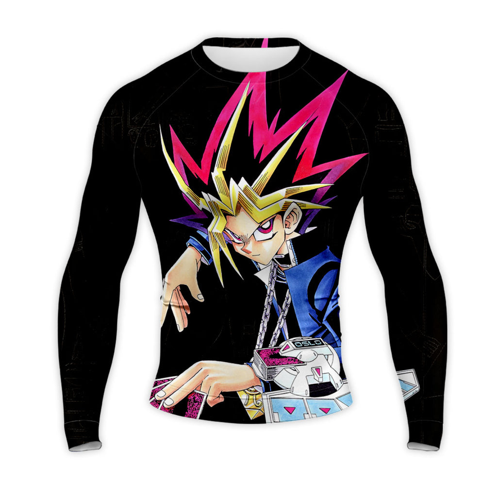 Yugioh Yugi Muto Holding Blue Card During Duel Anime Apparel