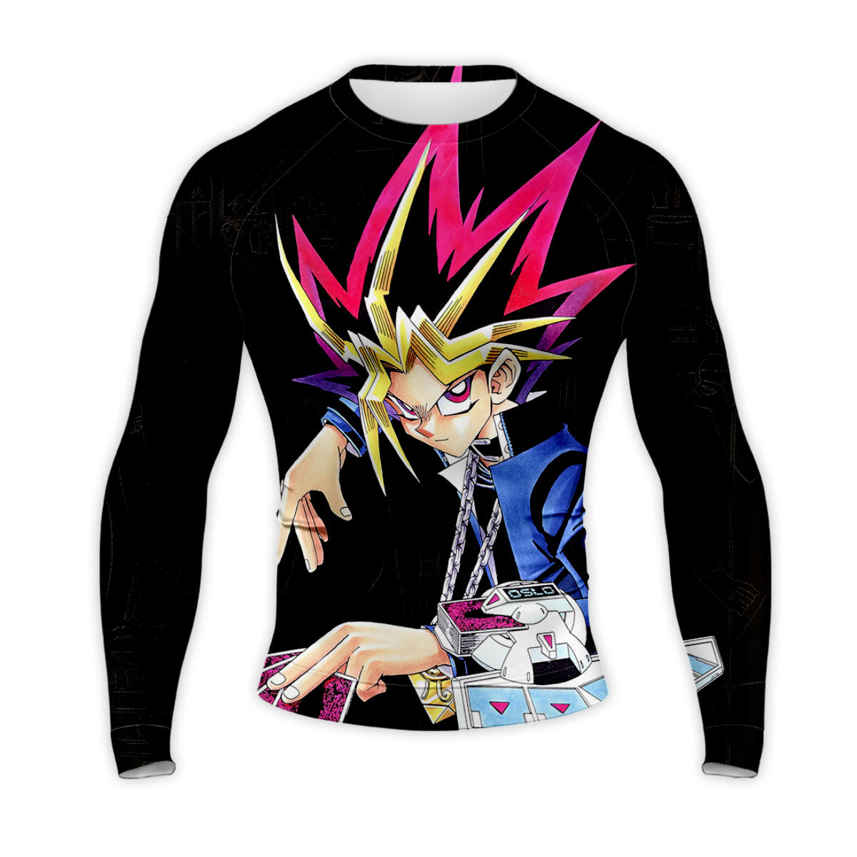 Yugioh Yugi Muto Holding Blue Card During Duel Anime Apparel