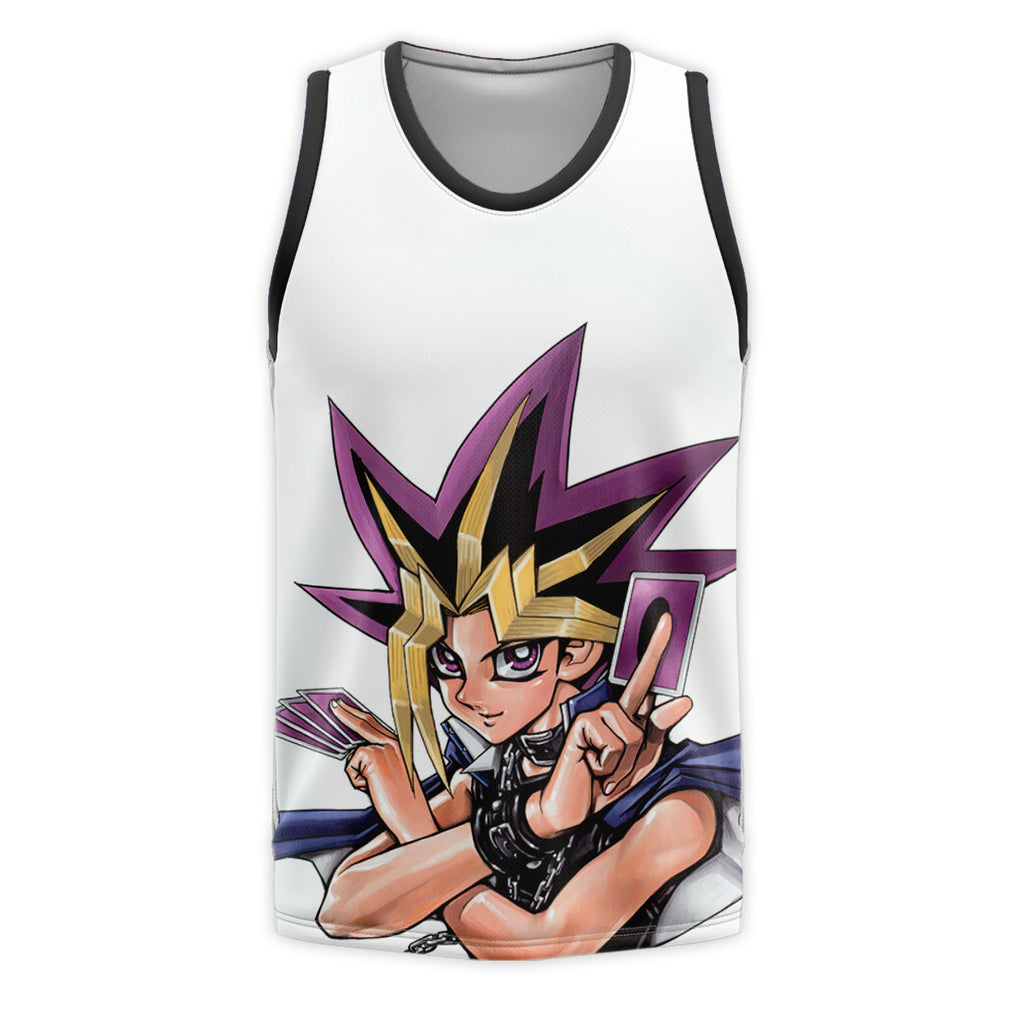 Yugioh Yugi Muto Holding Purple Card Anime Apparel