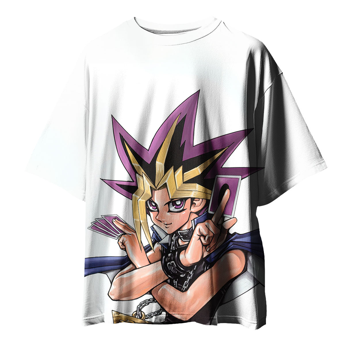 Yugioh Yugi Muto Holding Purple Card Anime Apparel