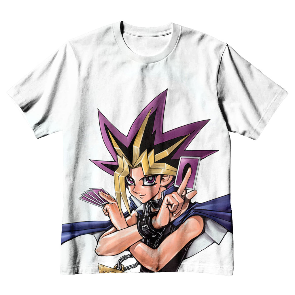 Yugioh Yugi Muto Holding Purple Card Anime Apparel
