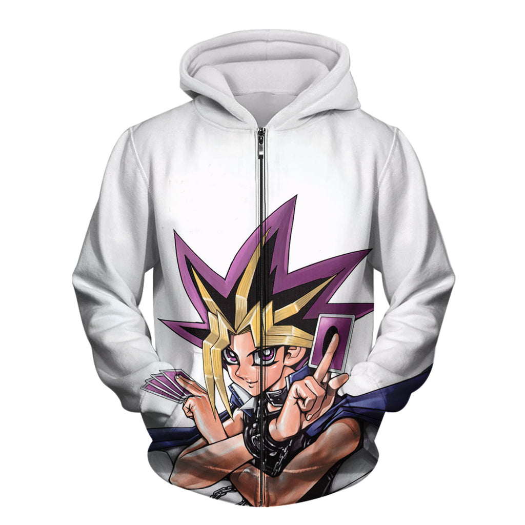 Yugioh Yugi Muto Holding Purple Card Anime Apparel