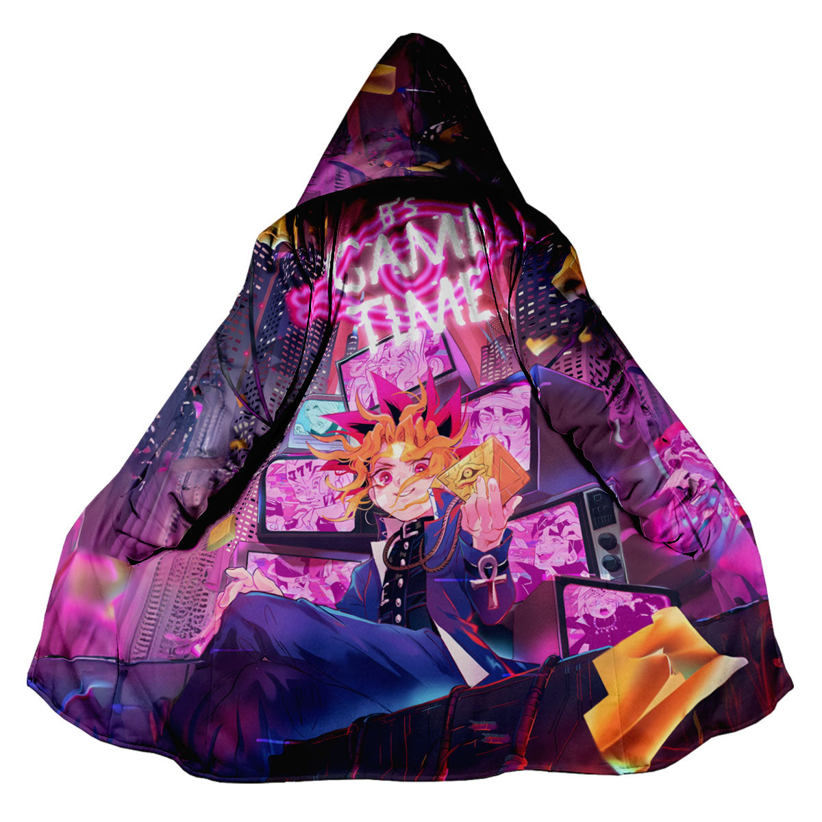 Yugioh Yugi Muto Sitting Inside Pink Television Anime Apparel
