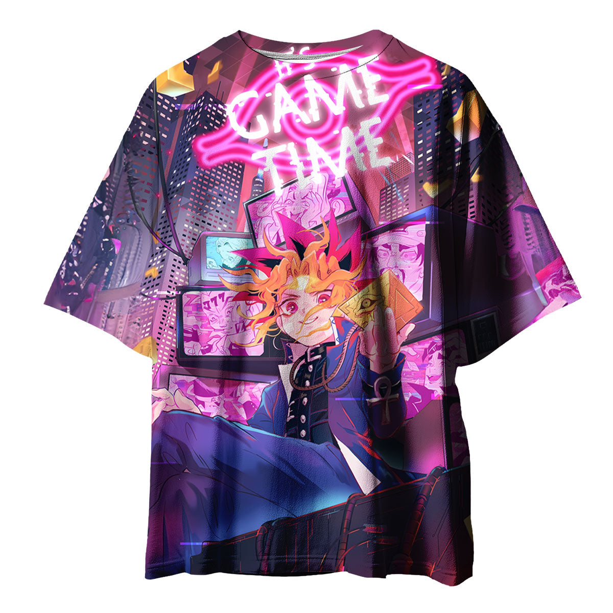 Yugioh Yugi Muto Sitting Inside Pink Television Anime Apparel