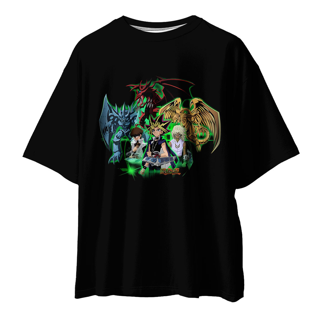Yugioh Yugi Muto With Green Monster In Duel Stance Anime Apparel