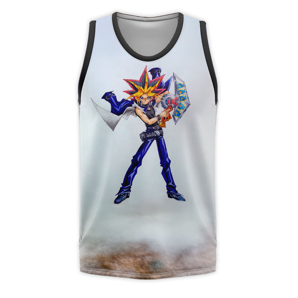Yugioh Yugi Mutou Holding Blue Duel Disk Yugioh Anime Apparel