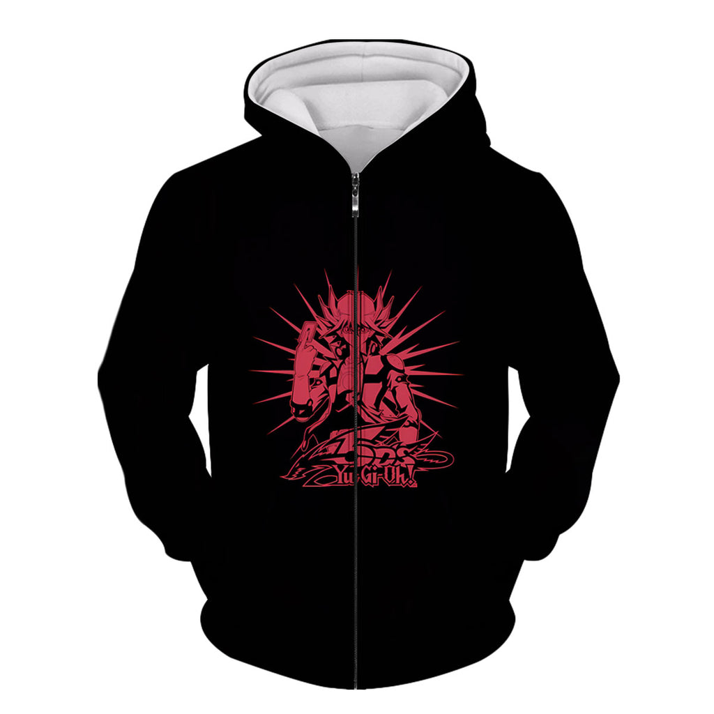 Yugioh Yusei Fudo Holding Red Card In Battle Anime Apparel