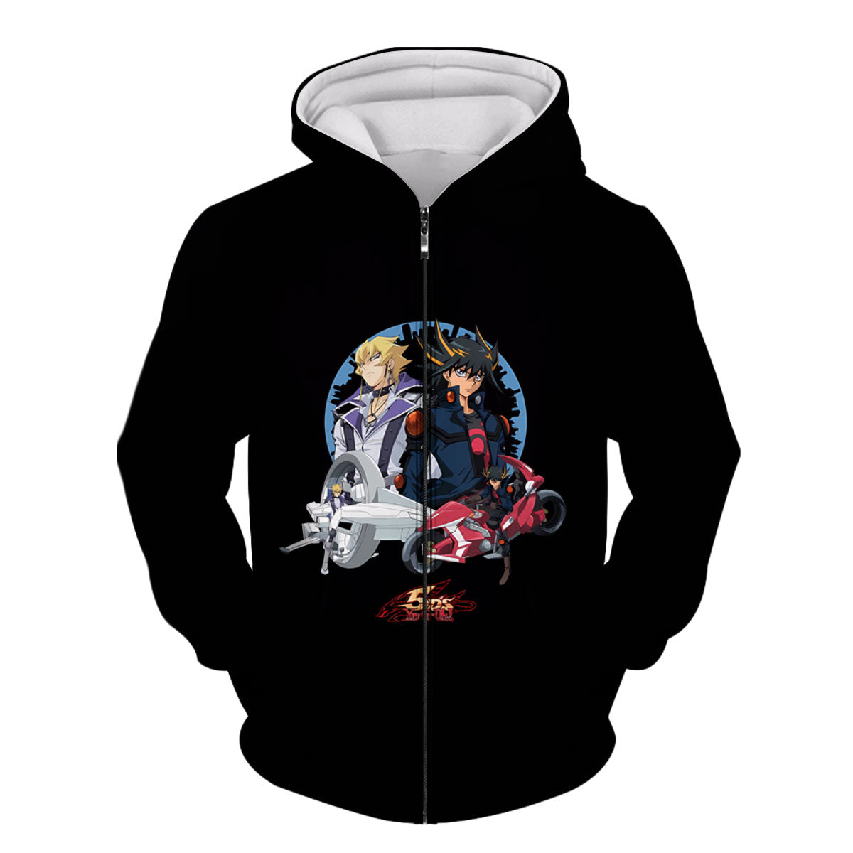 Yugioh Yusei Fudo Jack Standing Beside Black Duel Runner Anime Apparel